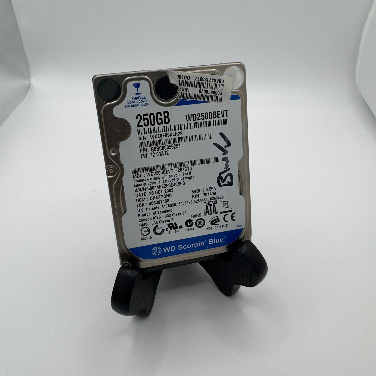 Western Digital Scorpio Blue 250GB 5400RPM 2.5" (WD2500BEVT) - Untested - GC315
