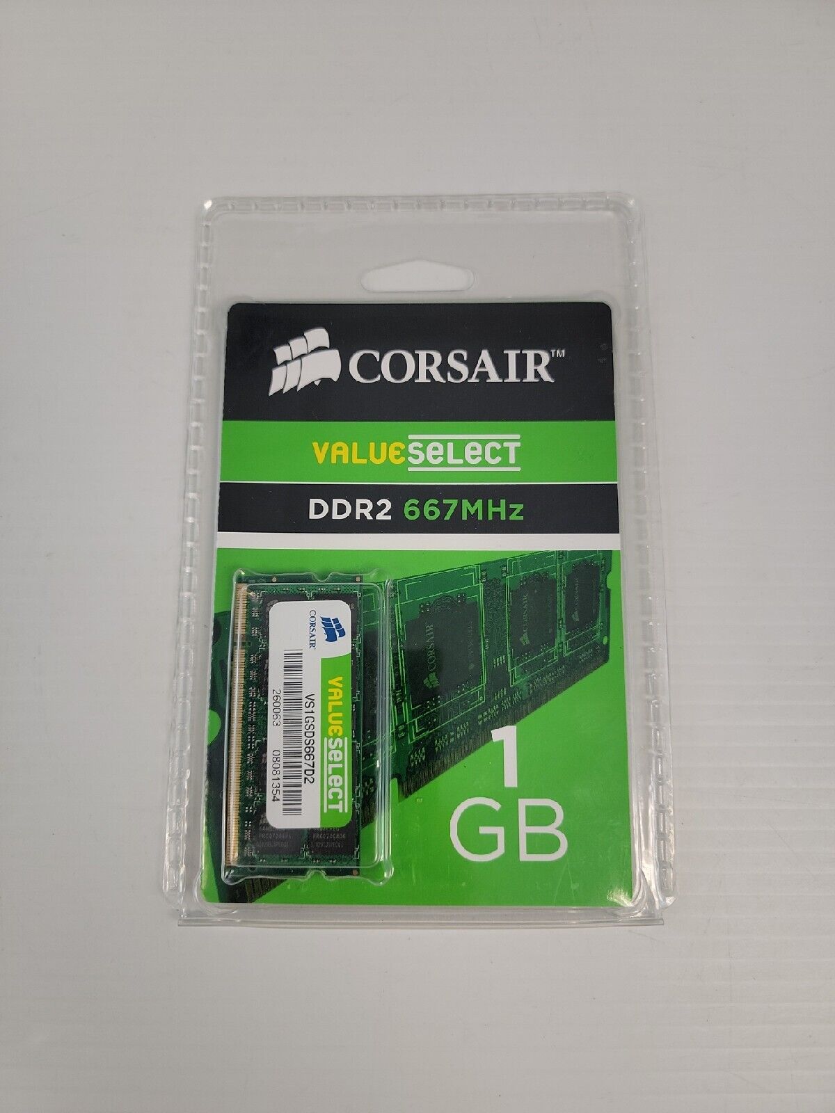 NEW - CORSAIR value select DDR2 667mhz Memory module 1 GB NIP