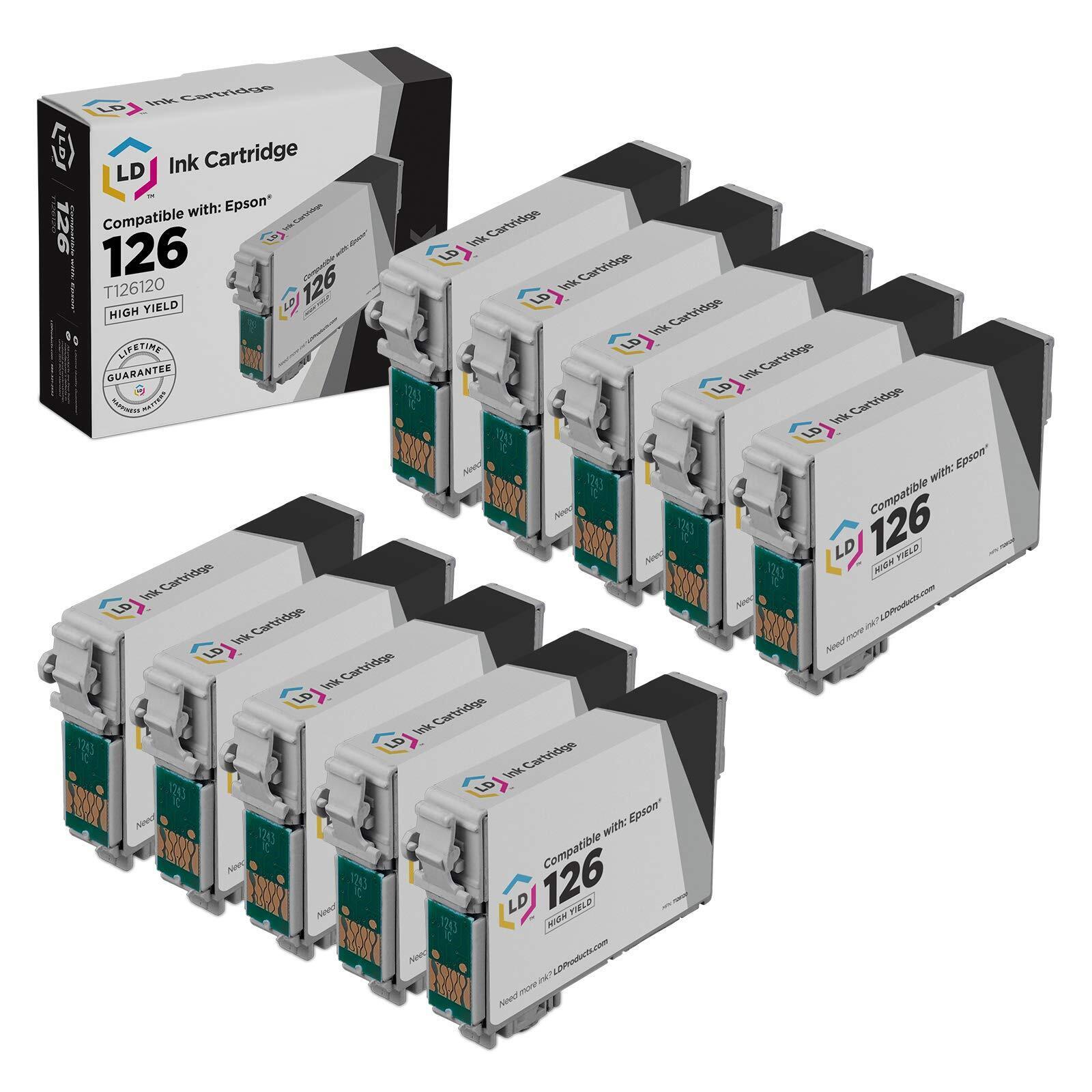 LD Products 10PK Replacement Epson 126 Ink Cartridge High Capacity Black