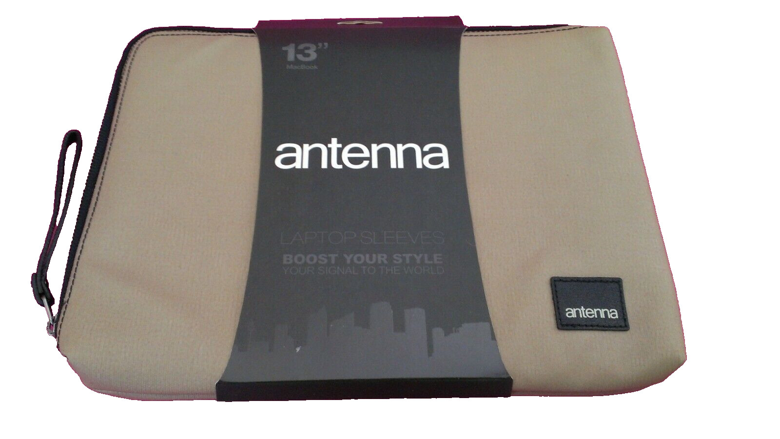 ANTENNA Neoprene Beige Laptop Tablet eReader Protective Padded Zip Sleeve 13inch
