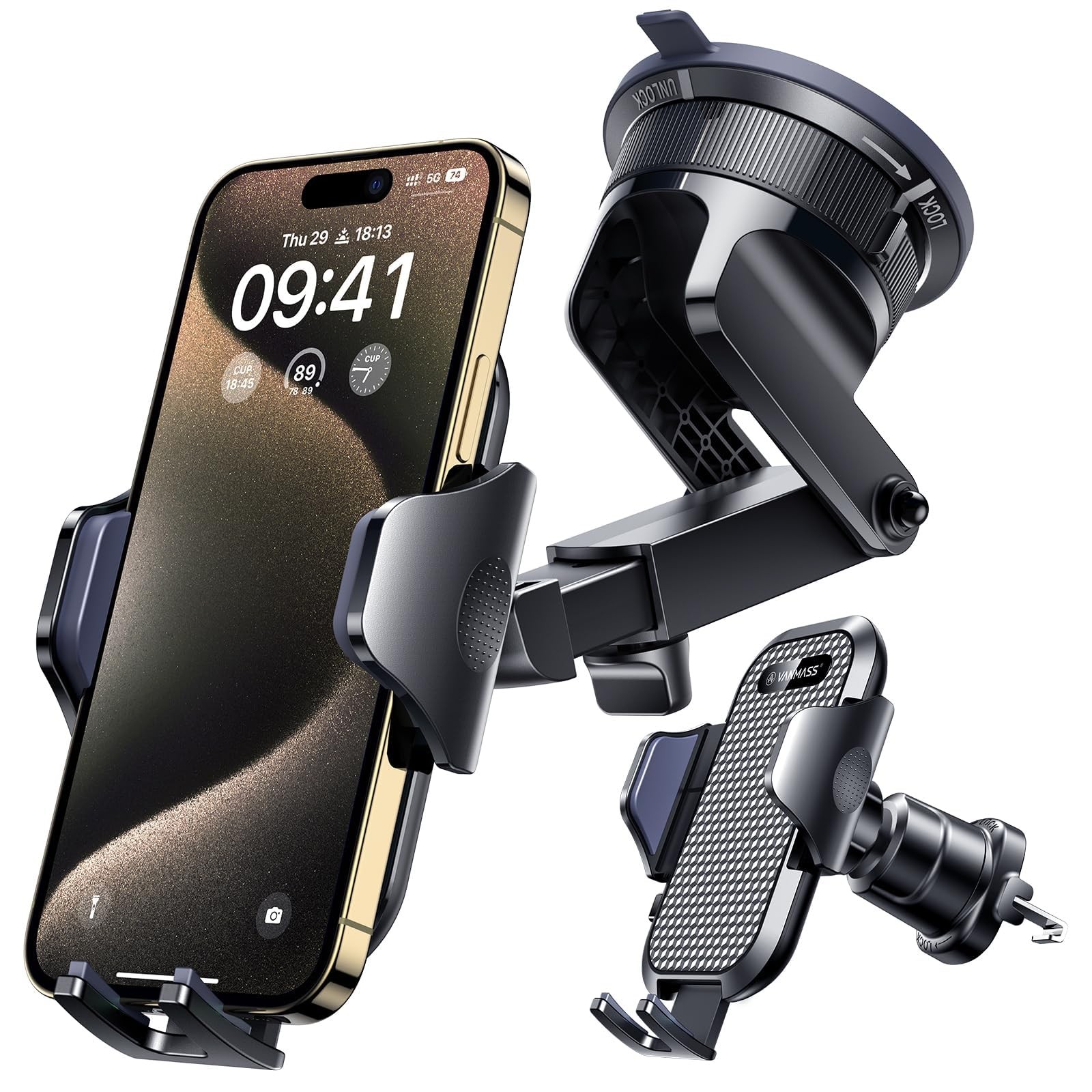 Car Phone Holder Mount Strongest Suction Vent Clip Heavy Duty Cradle