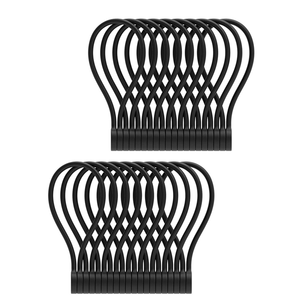 20Pcs Black Reusable Silicone Magnetic Cable Ties Twist Ties For Bundling Wrap