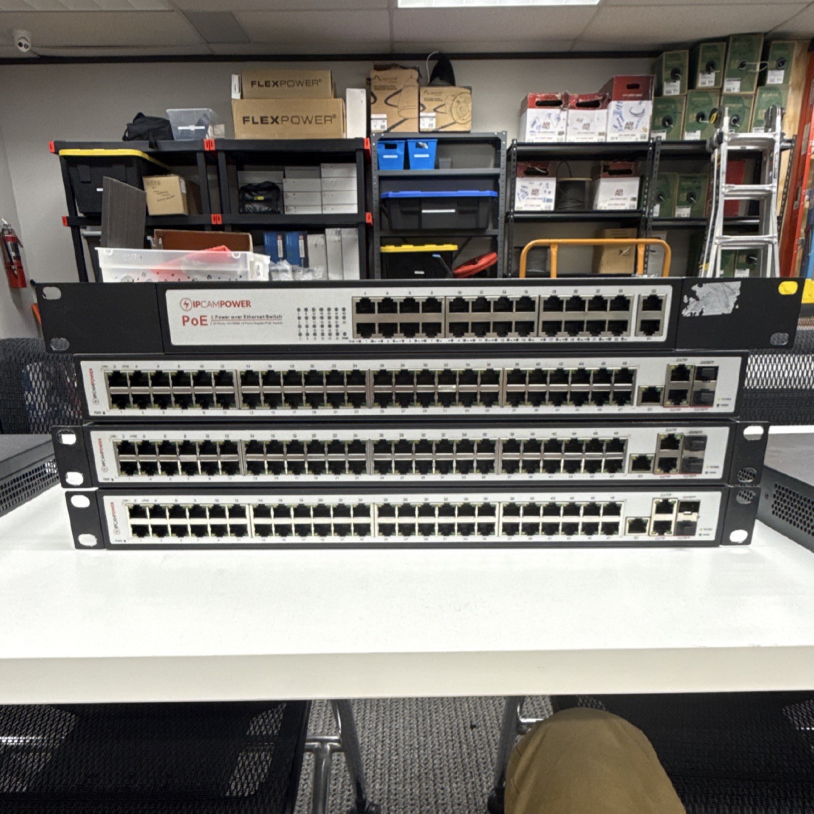 Lot of 4 PoE Network Switches Rackmount 48-Port CCTV IP Camera IPCamPower 