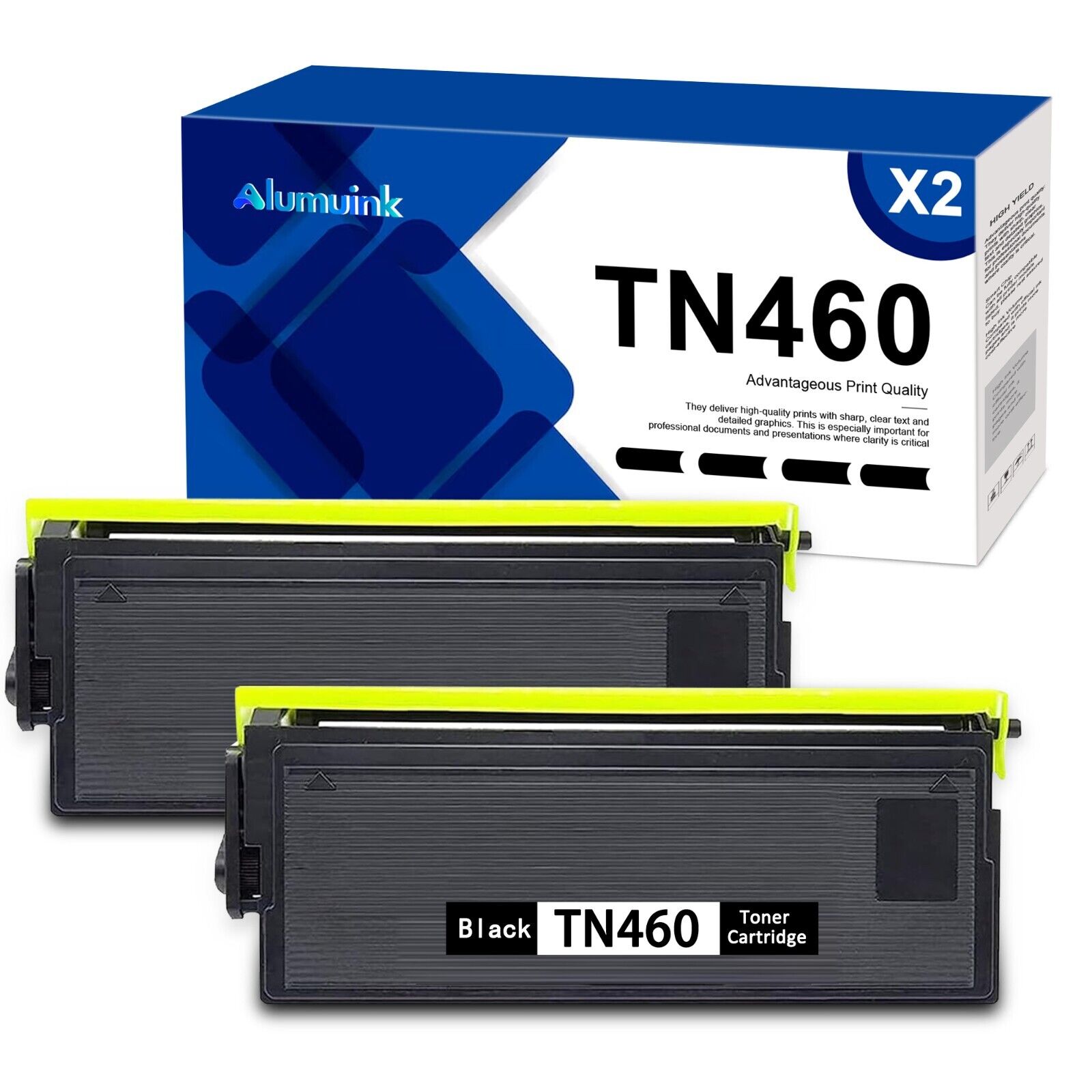 2PK TN460 High Yield Toner Cartridge Replacement for Brother TN460 DCP-1400