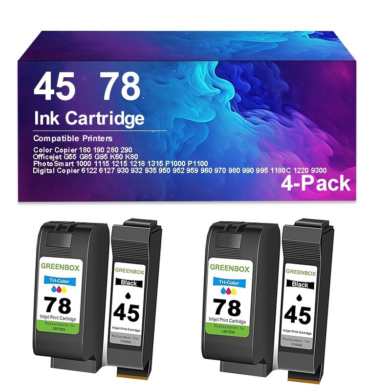 2 Sets 45 78 45XL 78XL Ink Cartridge Works for 100C 1220C 6122 842C 930C 932C