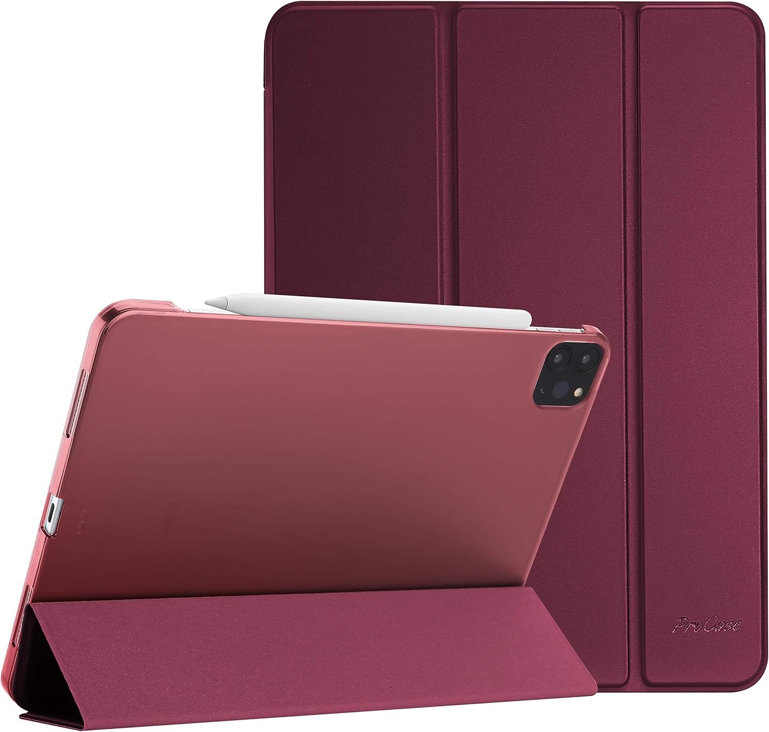 Slim Hard Shell Case for iPad Pro 11 Inch 2021/2020/2018 with Stand - Wine Color