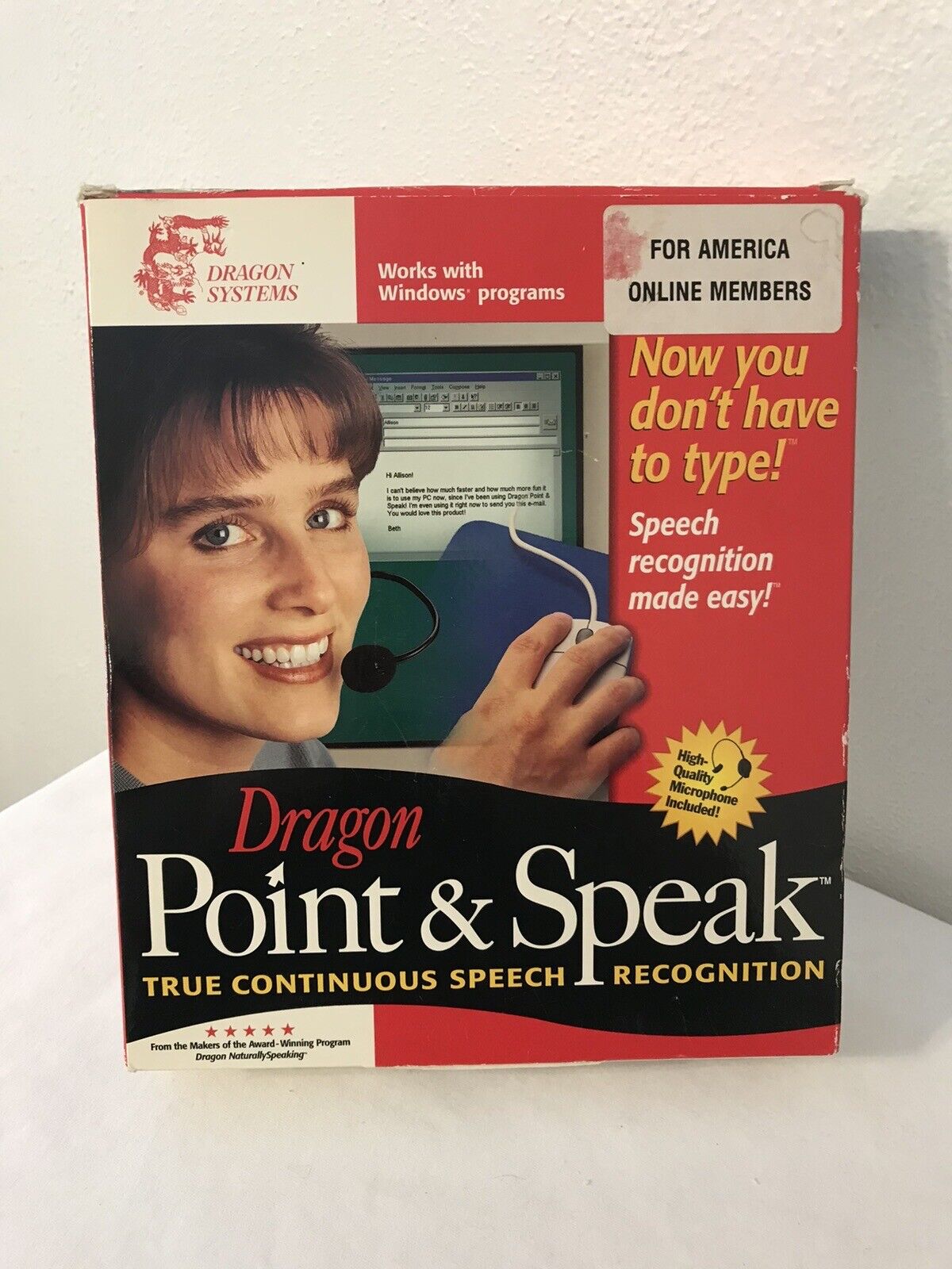 Dragon Systems Point and Speak - Windows 95/98/NT NEW headset microphone + book 