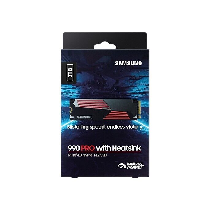 Genuine Samsung 990 PRO w/ Heatsink PCIe 4.0 NVMe SSD 2TB 7450MB/s MZ-V9P2T0CW