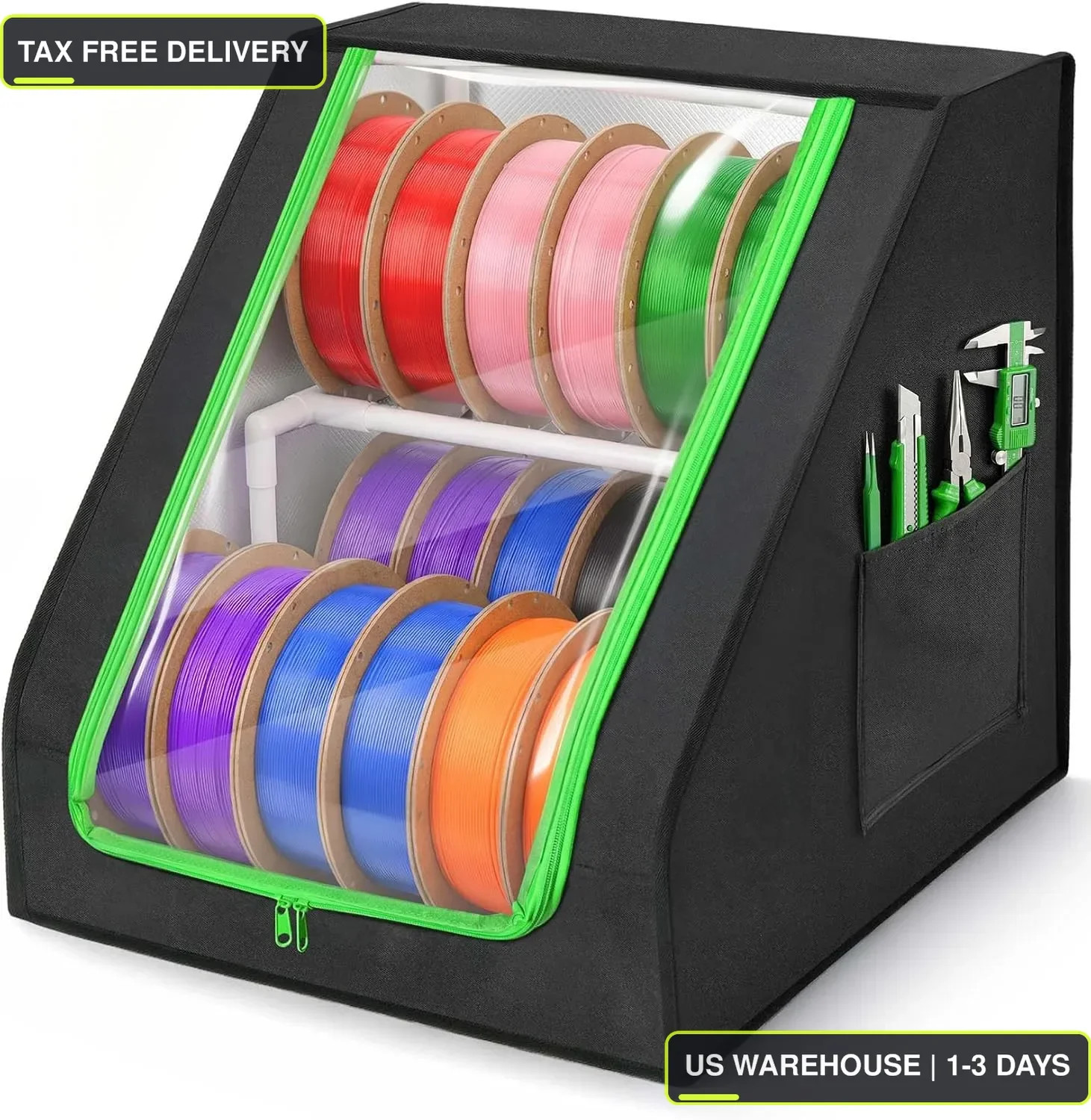 3D Printer Filament Storage Box – Holds up to 21 Spools 2-Tier Filament Rack an