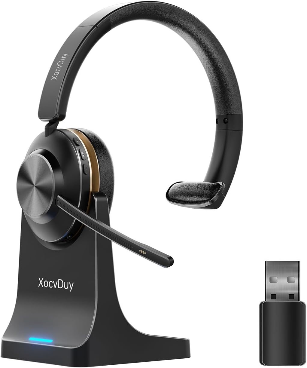 XocvDuy Bluetooth Headset, Wireless with Mic for Work, Black NEW Open Box