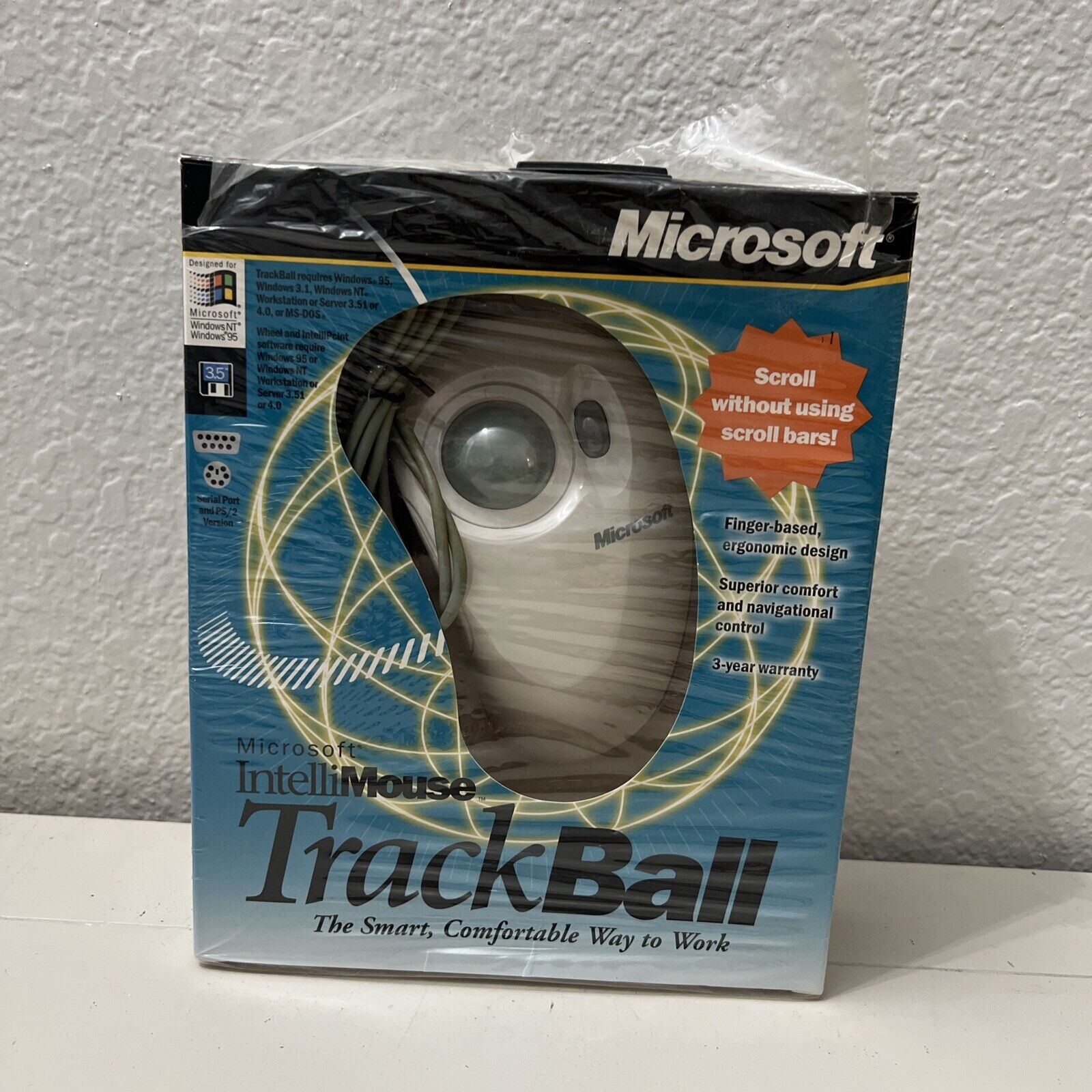 Vtg Microsoft IntelliMouse Trackball Mouse PS/2  New Broken Seal 1997