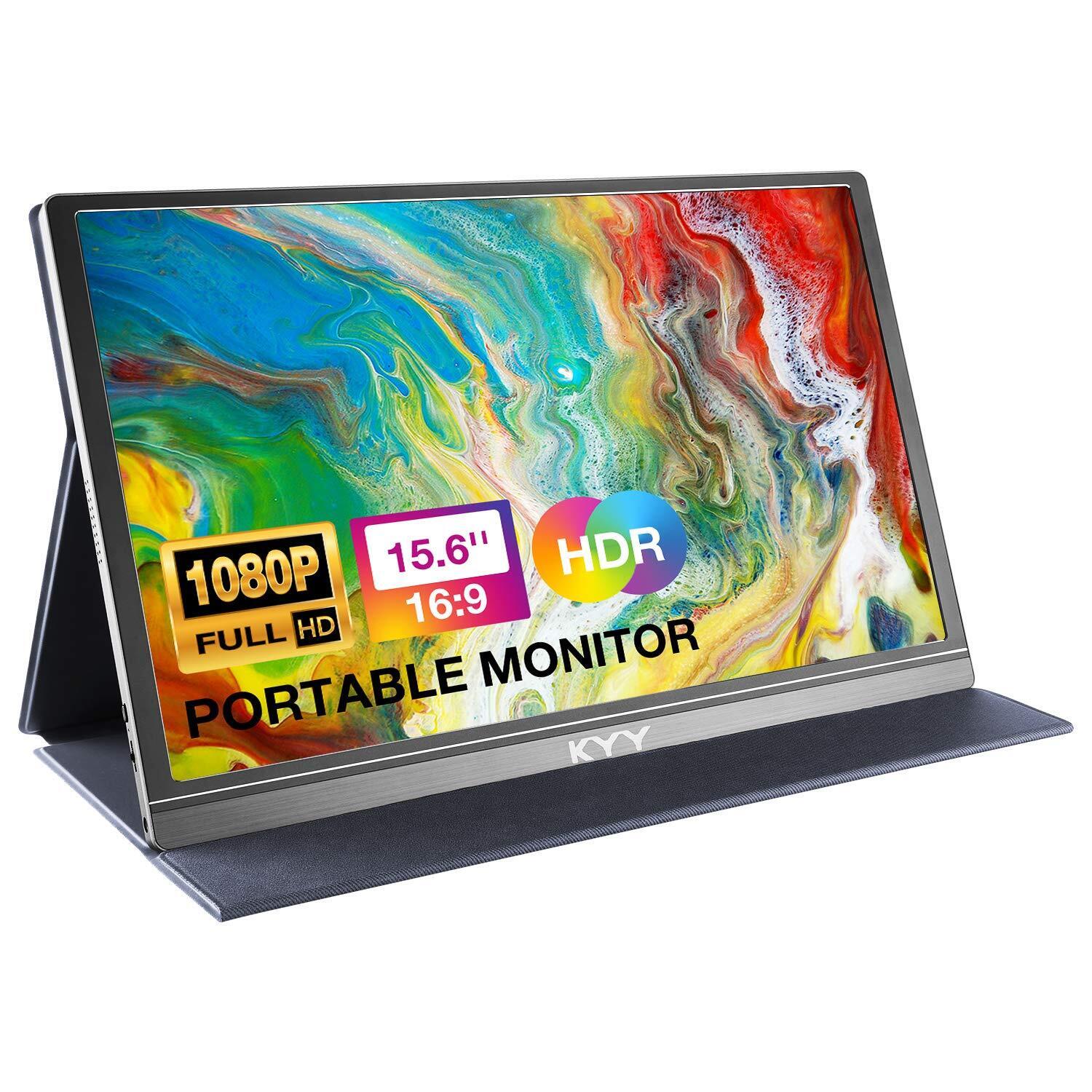 KYY Portable Monitor 15.6inch 1080P FHD USB-C, HDMI Computer Display HDR IPS Gam
