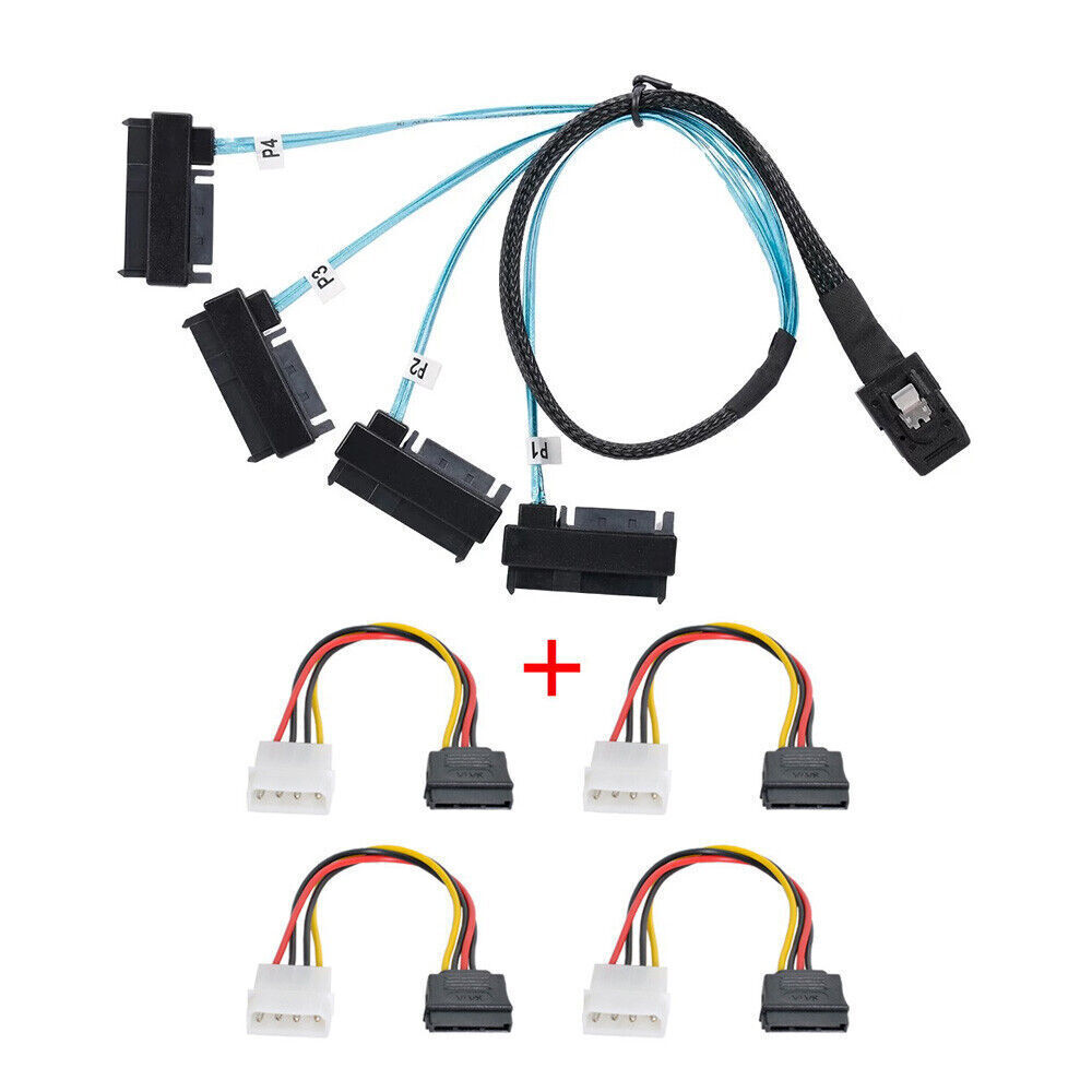 Internal 36 Pin Mini SAS SFF-8087 Host to 4 SFF-8482 SAS Hard Disk IDE Cable SAS