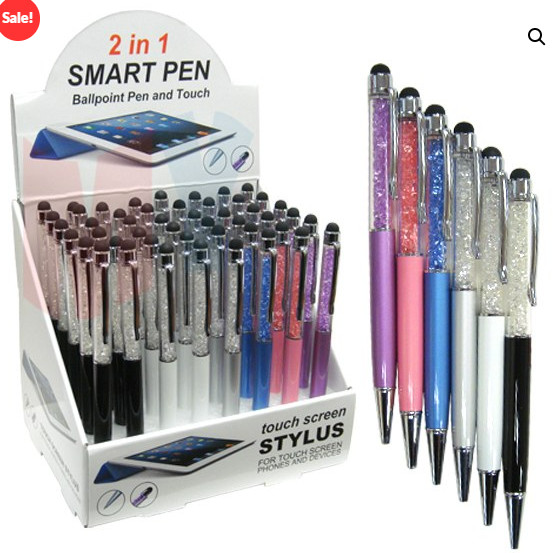 8 Pcs 2 in 1 Smart Ballpoint & Touch Screen Devices Sparkly Style Universal pen 