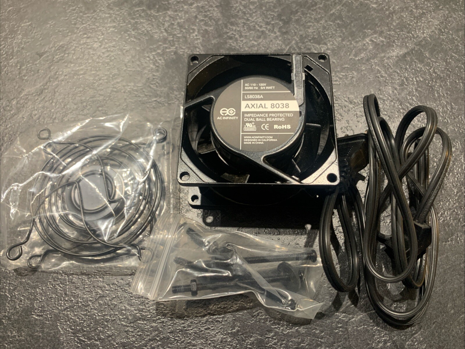 AXIAL 8038, Quiet Muffin Fan, 120V AC Model LS8038A-X Black AC Infinity