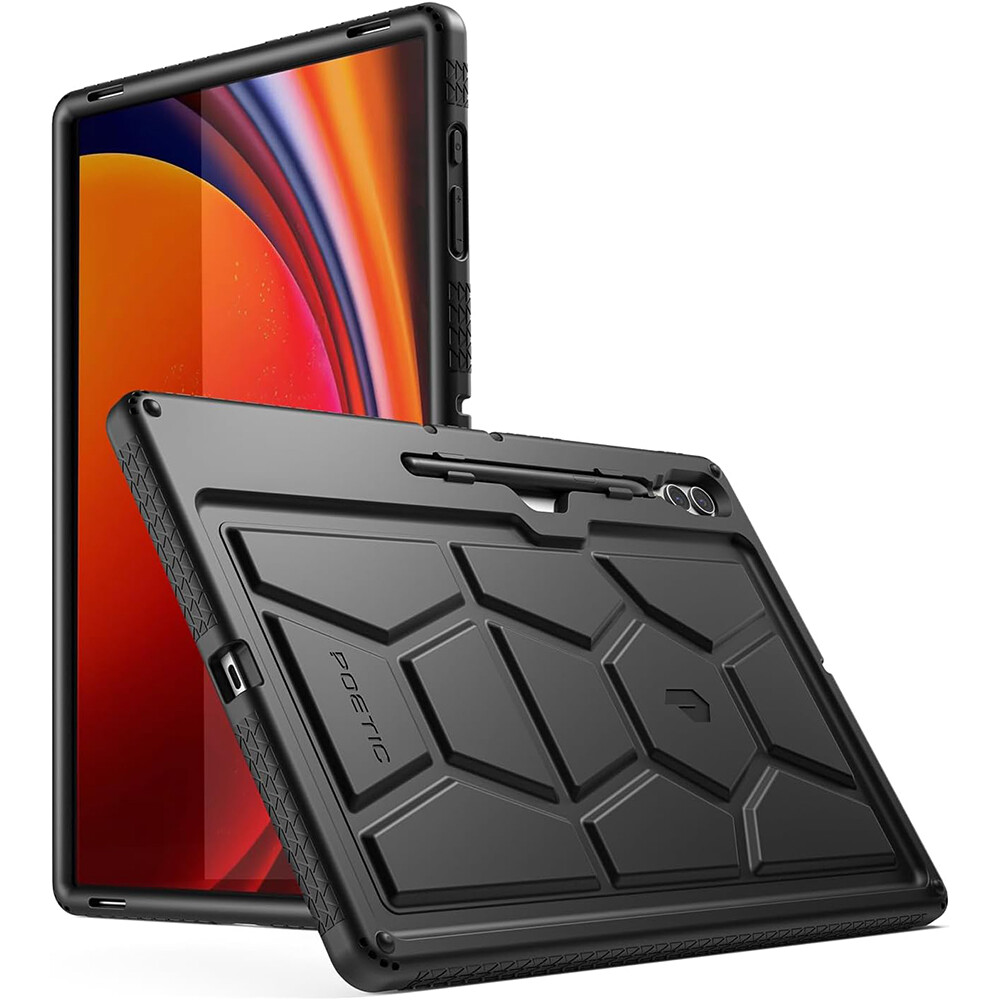 For Samsung Galaxy Tab S10 Ultra Tab S9 Ultra Case Poetic Silicone Cover Black