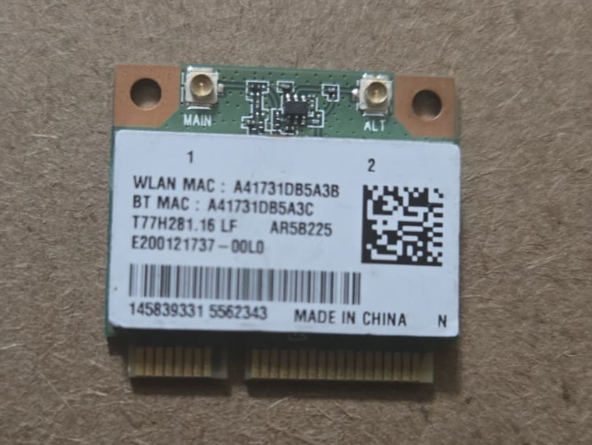 Atheros AR5B225 Wireless WiFi Bluetooth Card T77H281.16 - Tested & Working USA