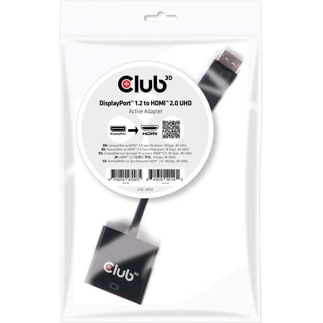 Club 3D DisplayPort 1.2 to HDMI 2.0 UHD Active Adapter (cac2070)