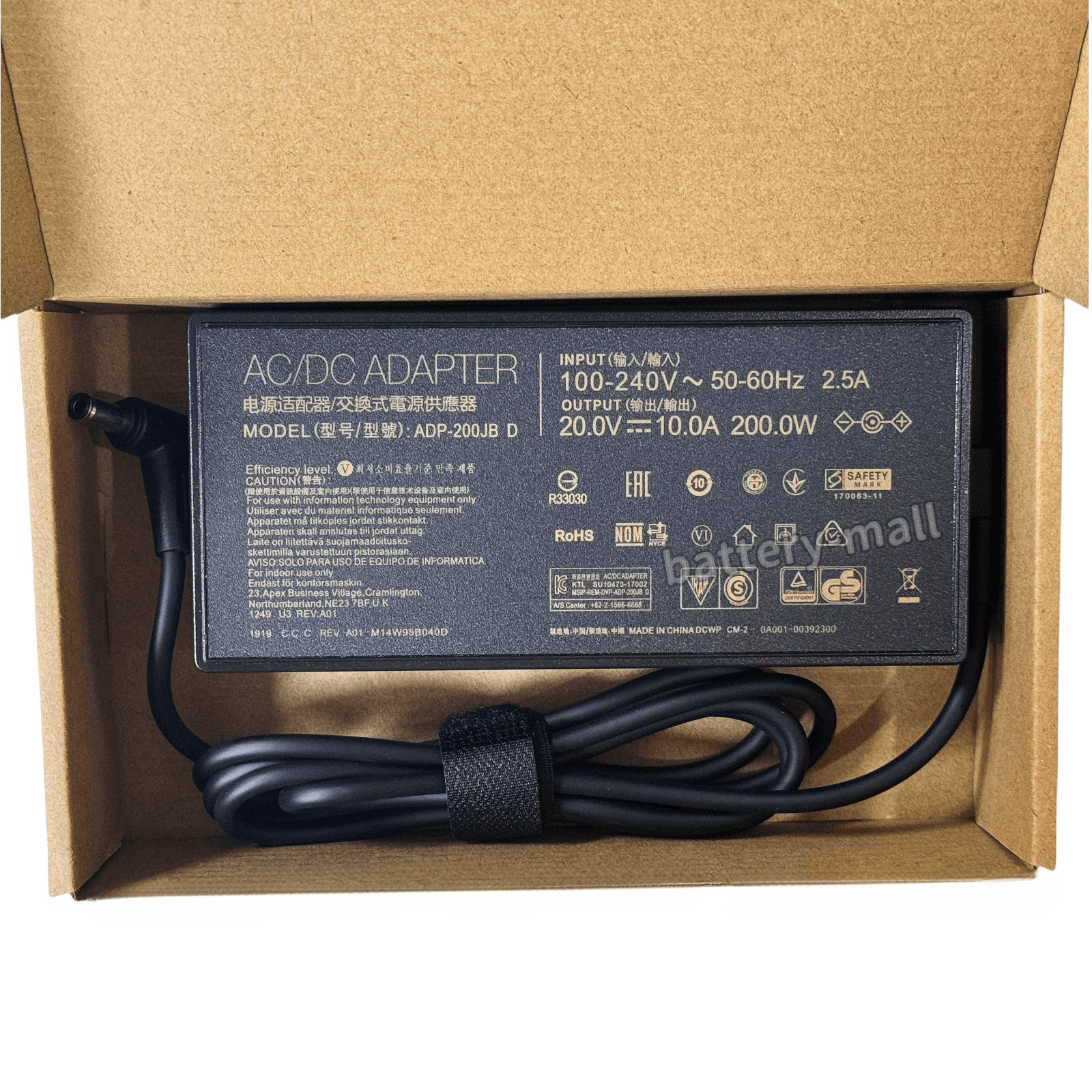 Original ADP-200JB D 200W 20V 10A AC Adapter Charger for Asus TUF Gaming F15 F17