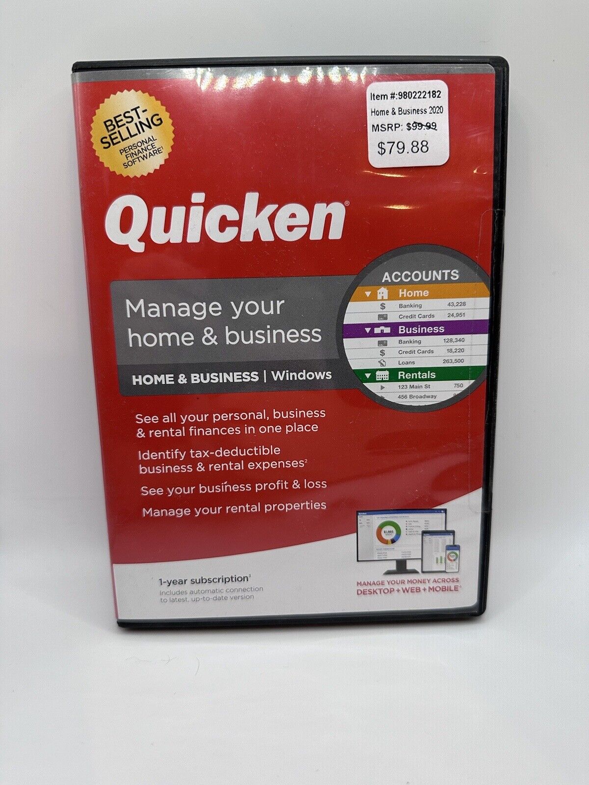 Quicken Home & Business Personal Finance - 1-Year Subscription (Windows) Sealed