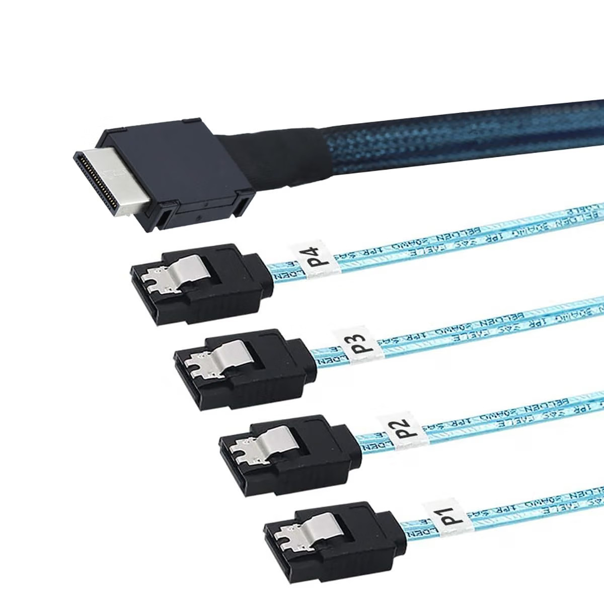 AoQhir OCuLink PCIe SAS SFF8611 4i to 4X SATA 7P Server Cable 12Gbps 32AWG 0.5M