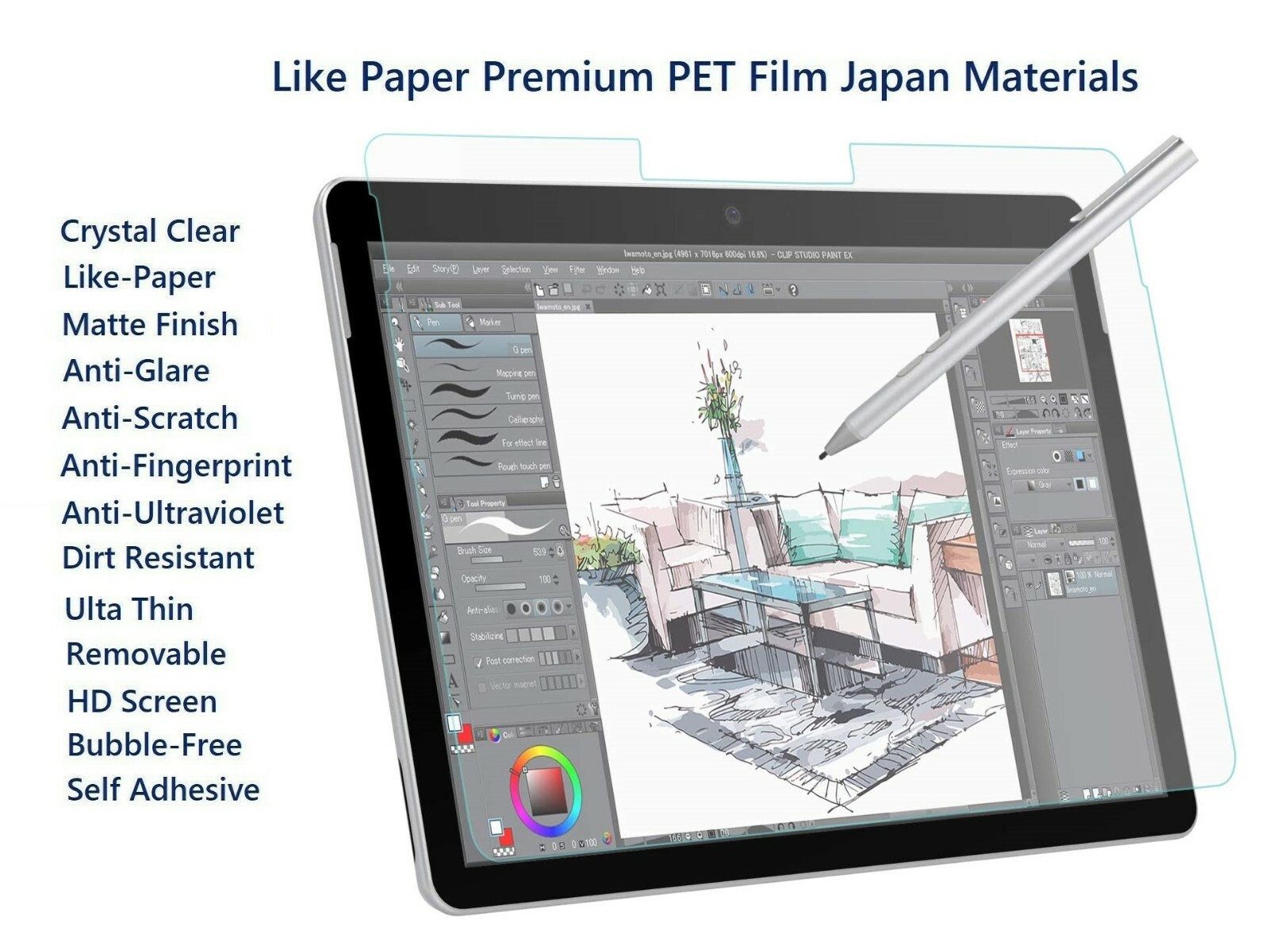Paper Feel Matte Film Anti-Glare Screen For Microsoft surface Go Tab Model 1824