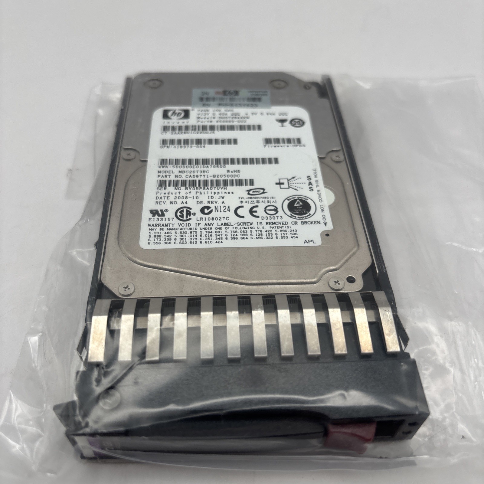 HP 72GB - 15K RPM - SAS 2.5in HARD DRIVE DH072BAAKN - SEALED NEW * - 459889-002