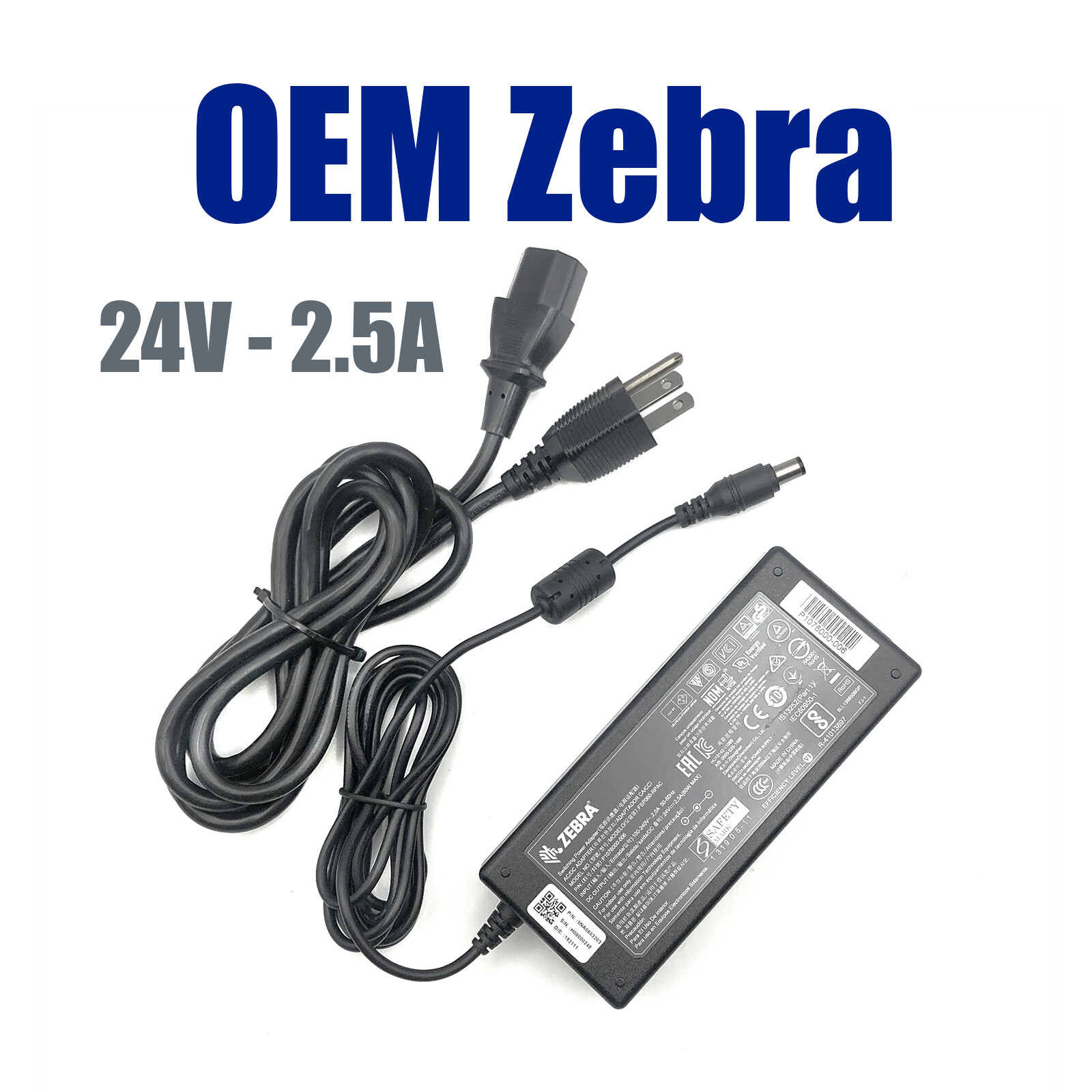Genuine Zebra AC Adapter FSP060-RPAC P1076000-006 24V 2.5A 60W Charger