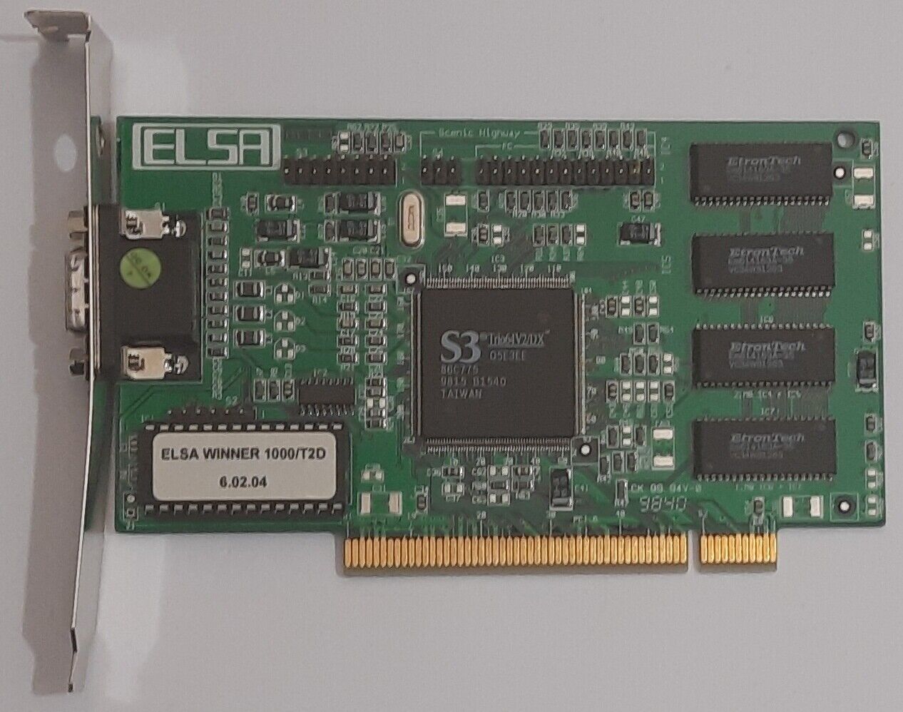 ELSA Winner 1000/T2D PCI Graphics Card (S3 Trio64V2/DX, 86C775, 2MB, Retro, 1998)