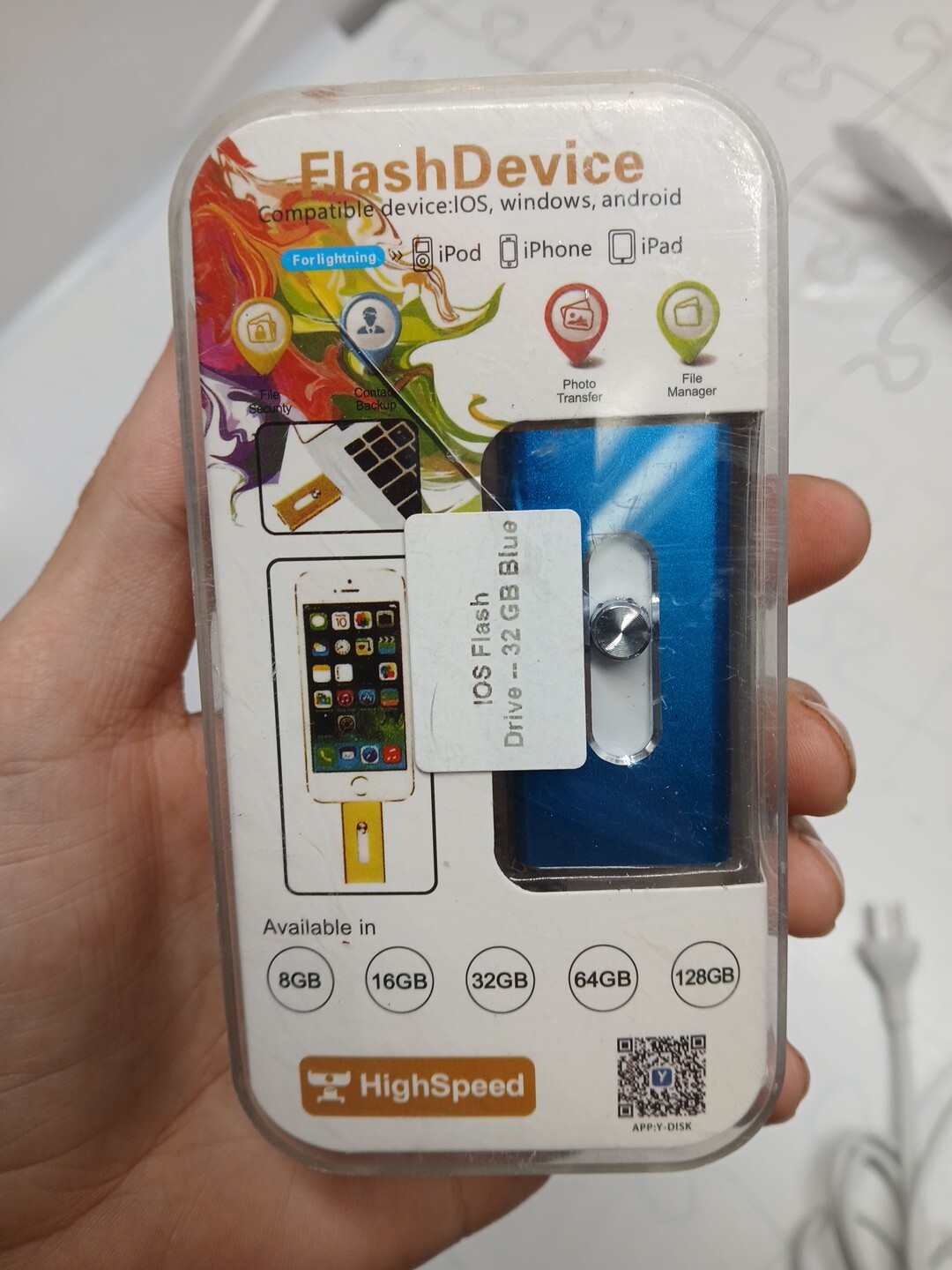 NEW I-Easy Drive HD 32GB External Memory Expansion iOS Windows Android Blue