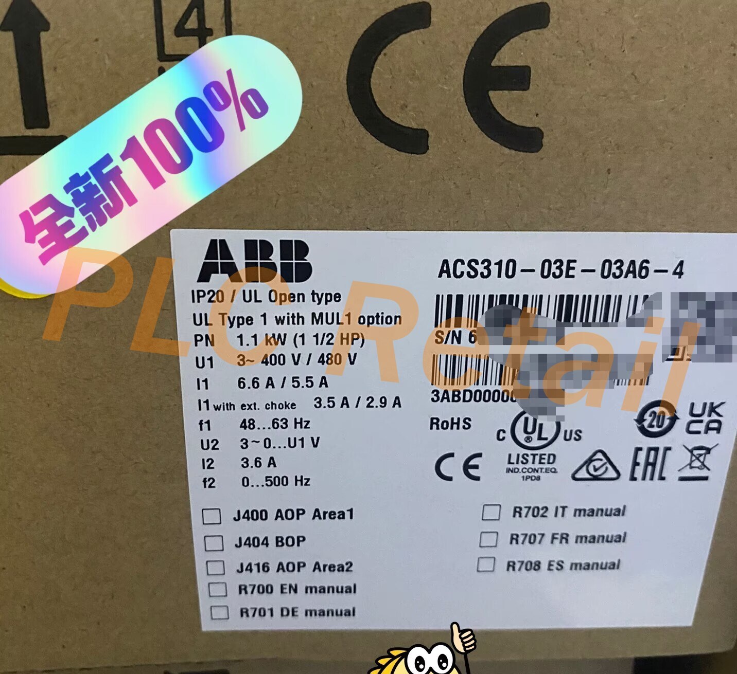 1PCS NEW ABB frequency converter ACS310-03E-03A6-4 Fast Delivery