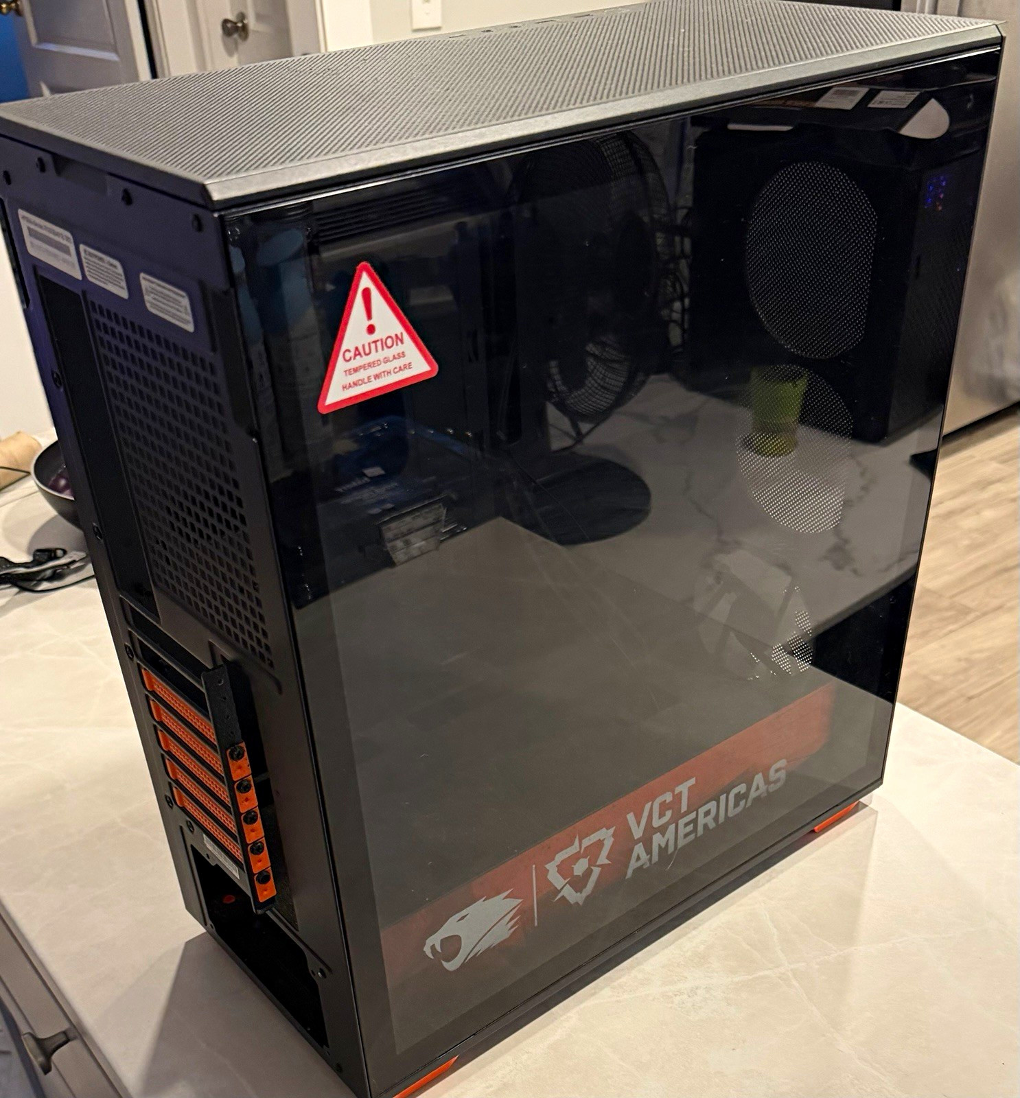 iBUYPOWER VCT Americas Gaming PC Case Tempered Glass Mid Tower Black Orange