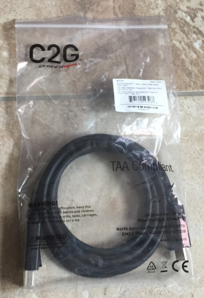 C2G 54326 6FT DISPLAYPORT MALE TO HDMI MALE ADAPTER CABLE BLACK Brand New 