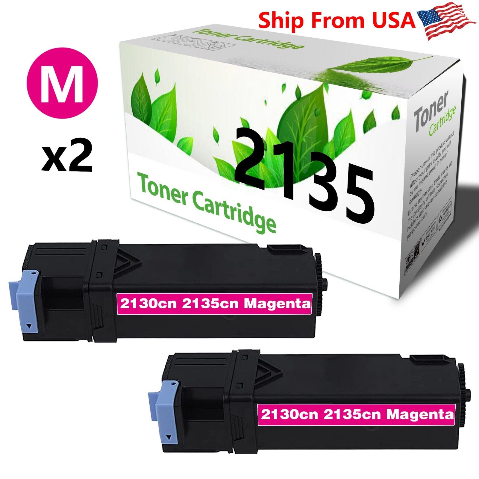 2PK DE2135 2135 Toner Cartridge 2130 2135 Laser Printer MAGENTA