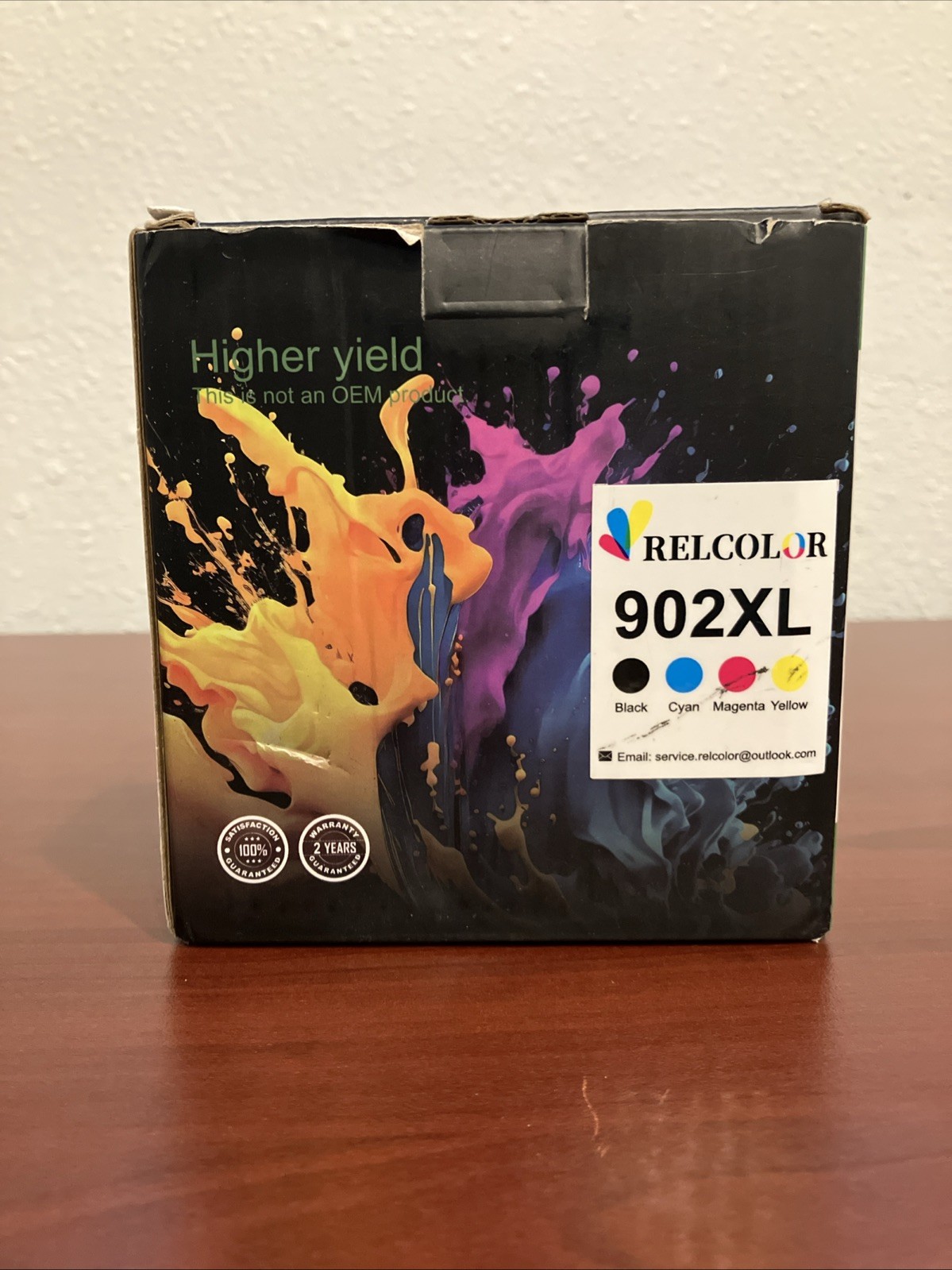 Ink For HP Printers.  High Yield Relcolor 902XL. Black, Cyan, Magenta, Yellow.