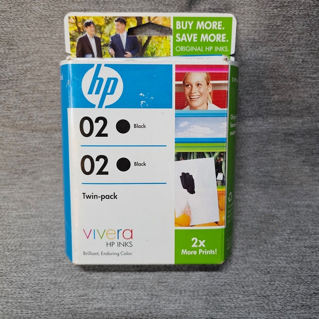 HP 02 Black Twin-pack Ink Jet Printer Cartridges Expiration Date October 2009