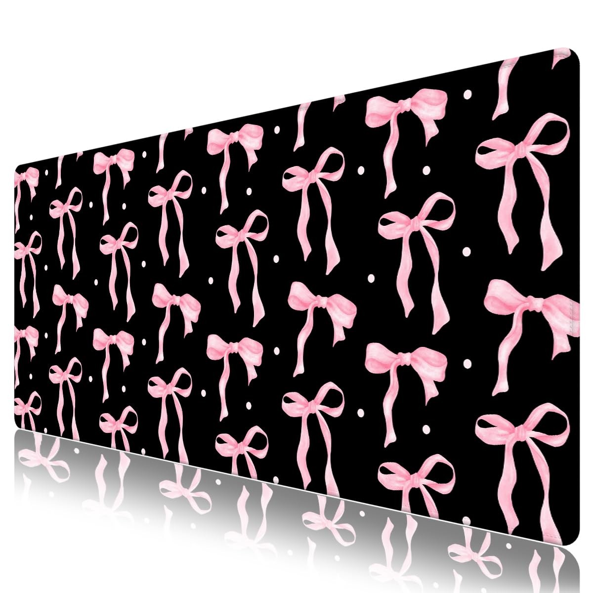 NXZGO Keyboard and Mouse Desk Pad Black Pink Bow