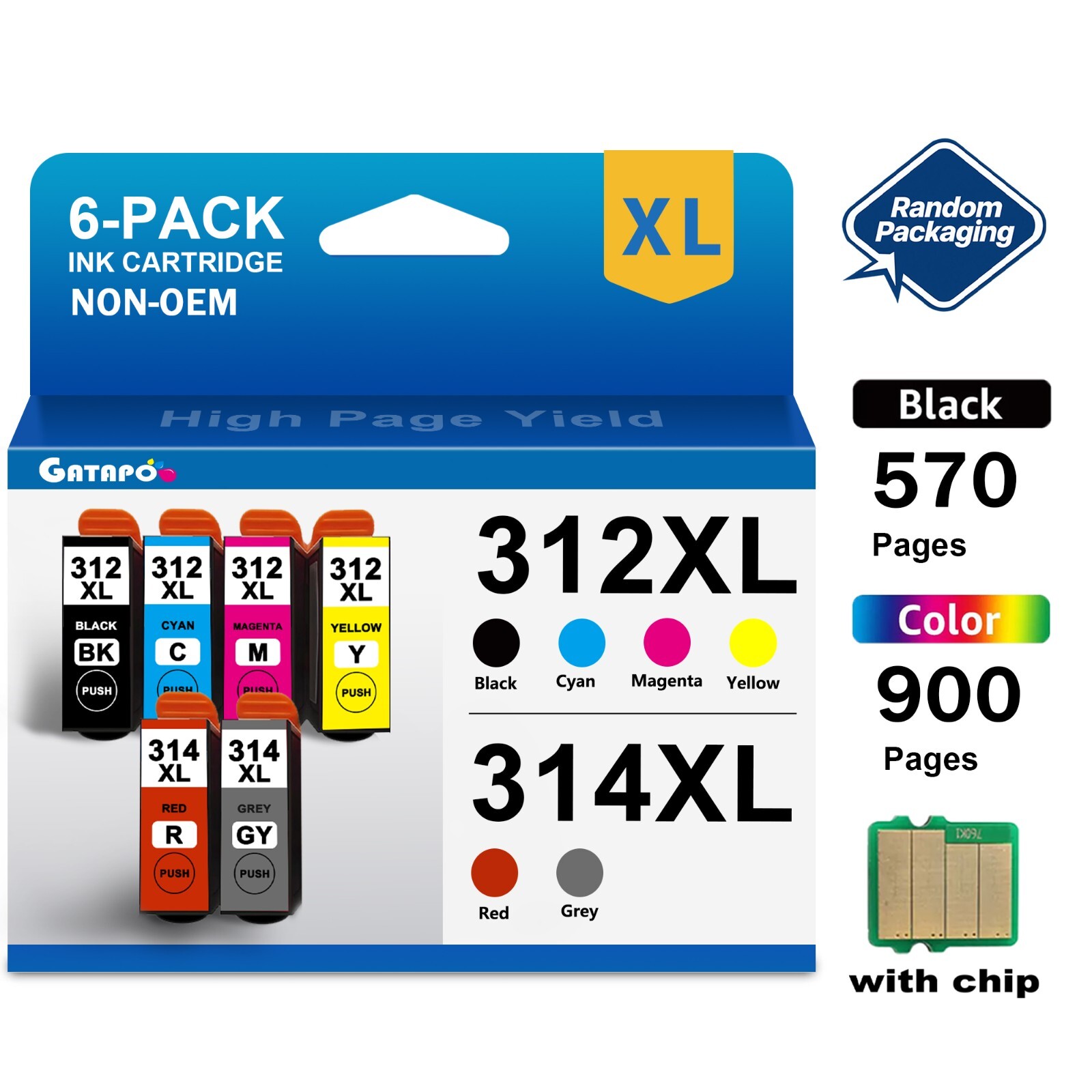 6PK T312XL T314XL Ink Cartridges for Epson Expression Photo XP 8500 8600