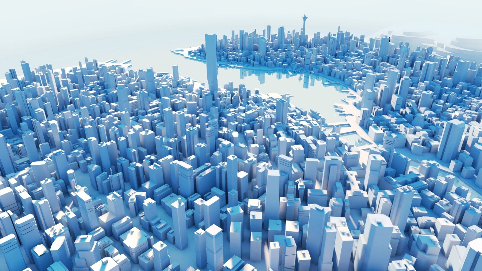 Landscape architecture city mirrors edge cyan cityscape Custom Gaming Mat Desk