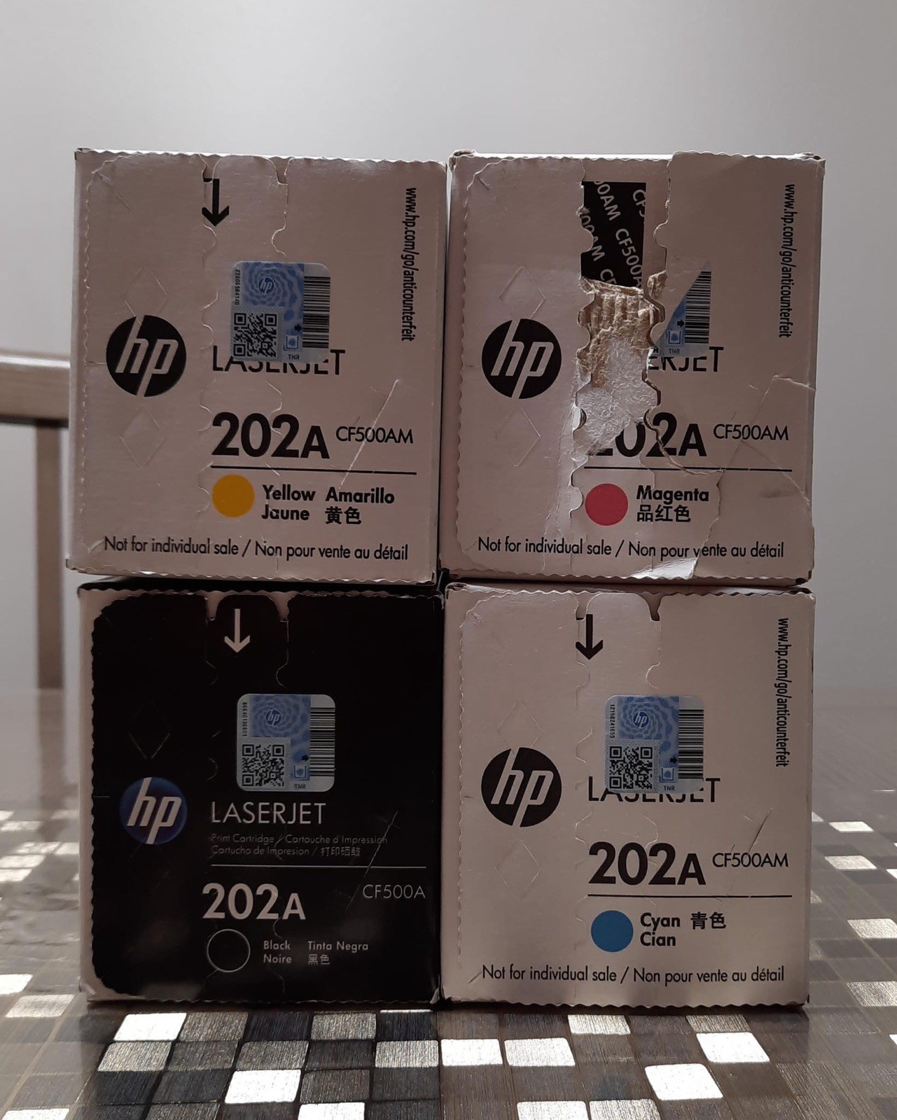 Genuine HP 202A LaserJet Toner Cartridge 4-Pack Black Cyan Magenta Yellow
