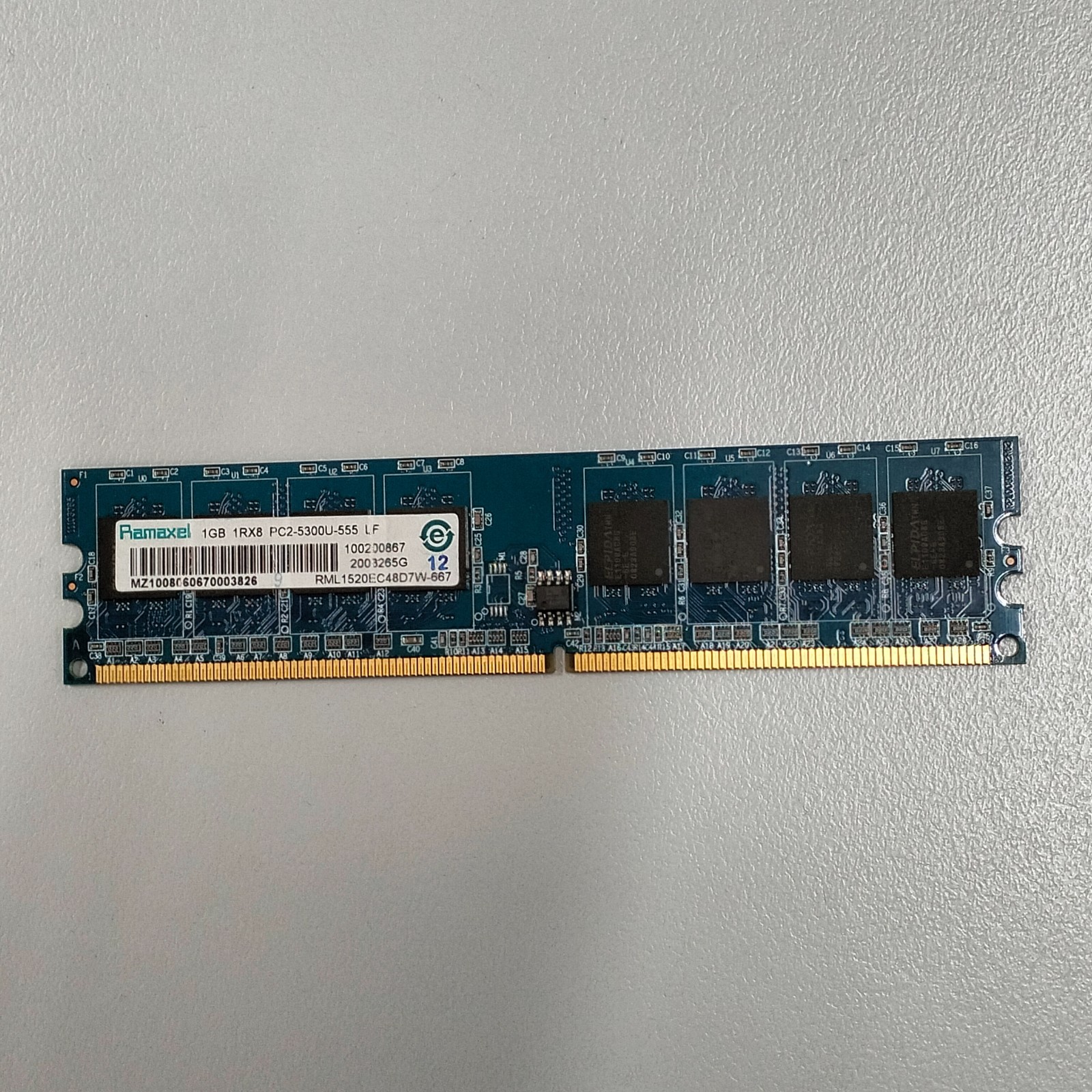 Ramaxel 1GB DDR2 RAM PC2-5300 CL5 667MHz non-ECC DIMM Memory RML1520EC48D7W-667