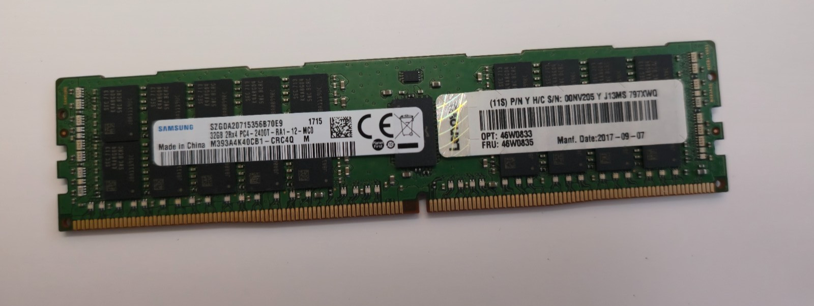 Samsung DDR4 32GB Server RAM 2400MHz ECC REG PC4-2400T-RA1-12-MC0 2Rx4