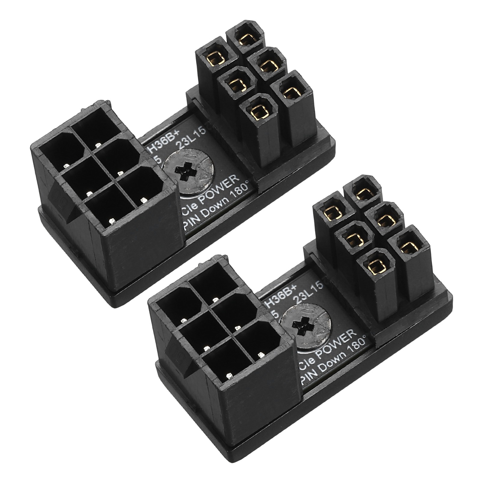 2 Pcs 6 Pin Female to 6 Pin Male 180 Degree Adapter Connector Reverse, Black
