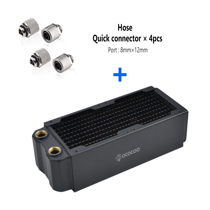 OCOCOO Radiator Copper G1/4 Thread Suitable 80mm Fan DIY Water Cooling OC-CRT16T