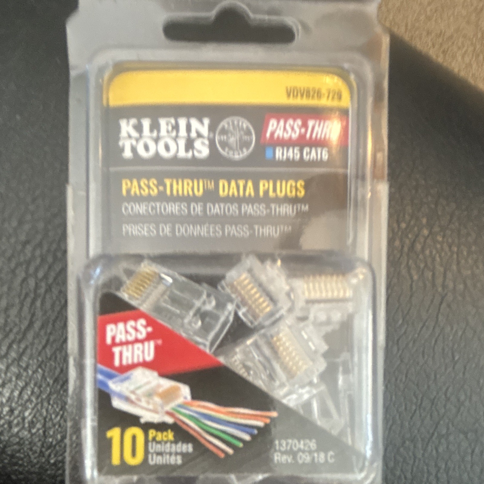 Klein Tools Pass-Through RJ45 Cat6 Clear Data Plugs 10 Pack VDV826-729