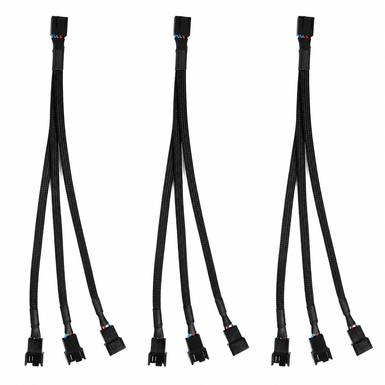 3 Pack Computer PC PWM Fan Splitter Cable 1 to 3 (4 Pin+3 Pin)