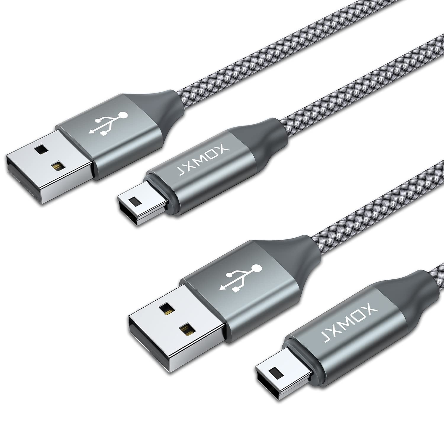 JXMOX Mini USB Cable 3.3ft 2 Pack 2.0 Type A Male to 3.3ft Grey Charging Cord US