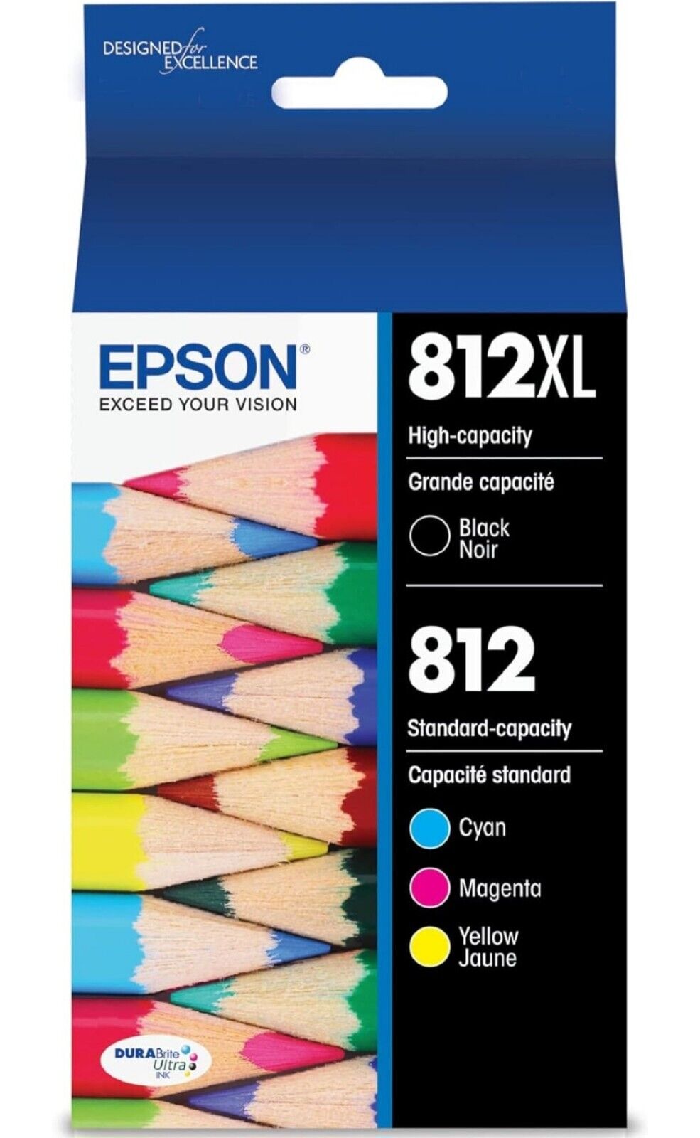 Epson 812XL High-Capacity Black + 812 Color Cyan/Magenta/Yellow Expires 08/2026