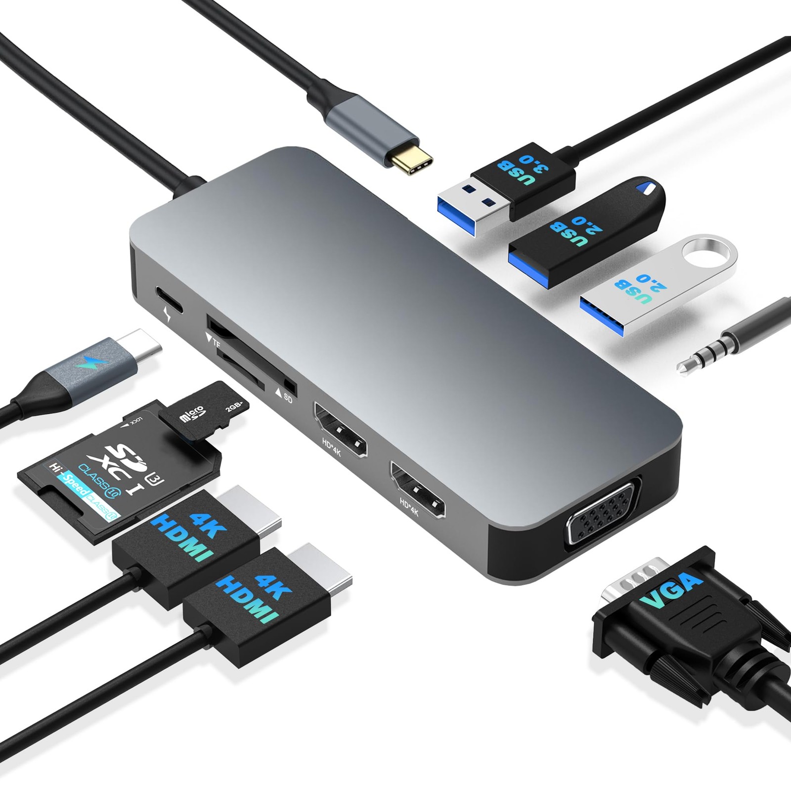 Docking Station Dual Monitor, USB C to Dual HDMI Adapter, Computer Docking St...