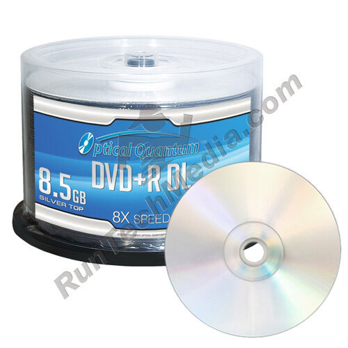 50 Optical Quantum 8x 8.5GB DVD+R DL Double Layer Shiny Silver Disc OQDPRDL08NPS